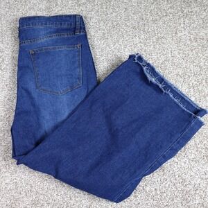 Vigoss Dylan Wide Leg Jeans Womens 11/30 Medium Wash Raw Hem High Rise Denim